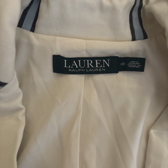 Polo Ralph Lauren Patch Striped Blazer Size 10 Women's Crest - Picture 2 of 5